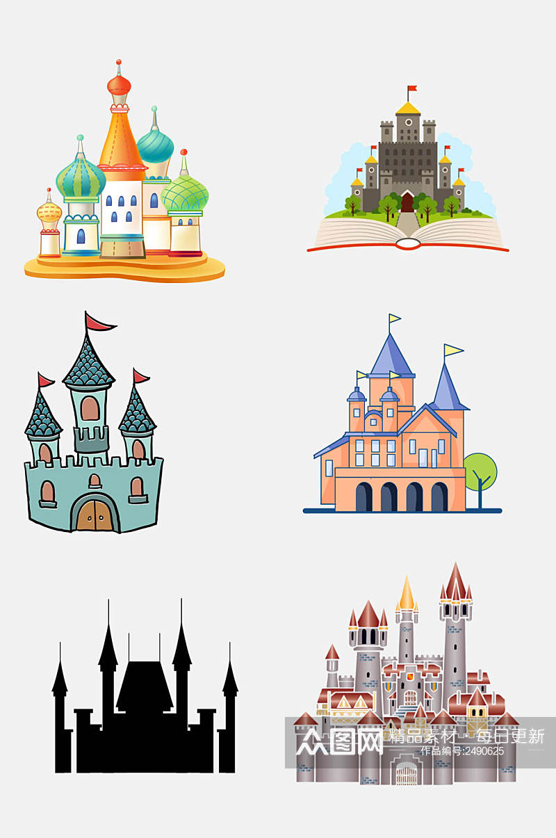 卡通欧式童话城堡宫殿免抠素材素材