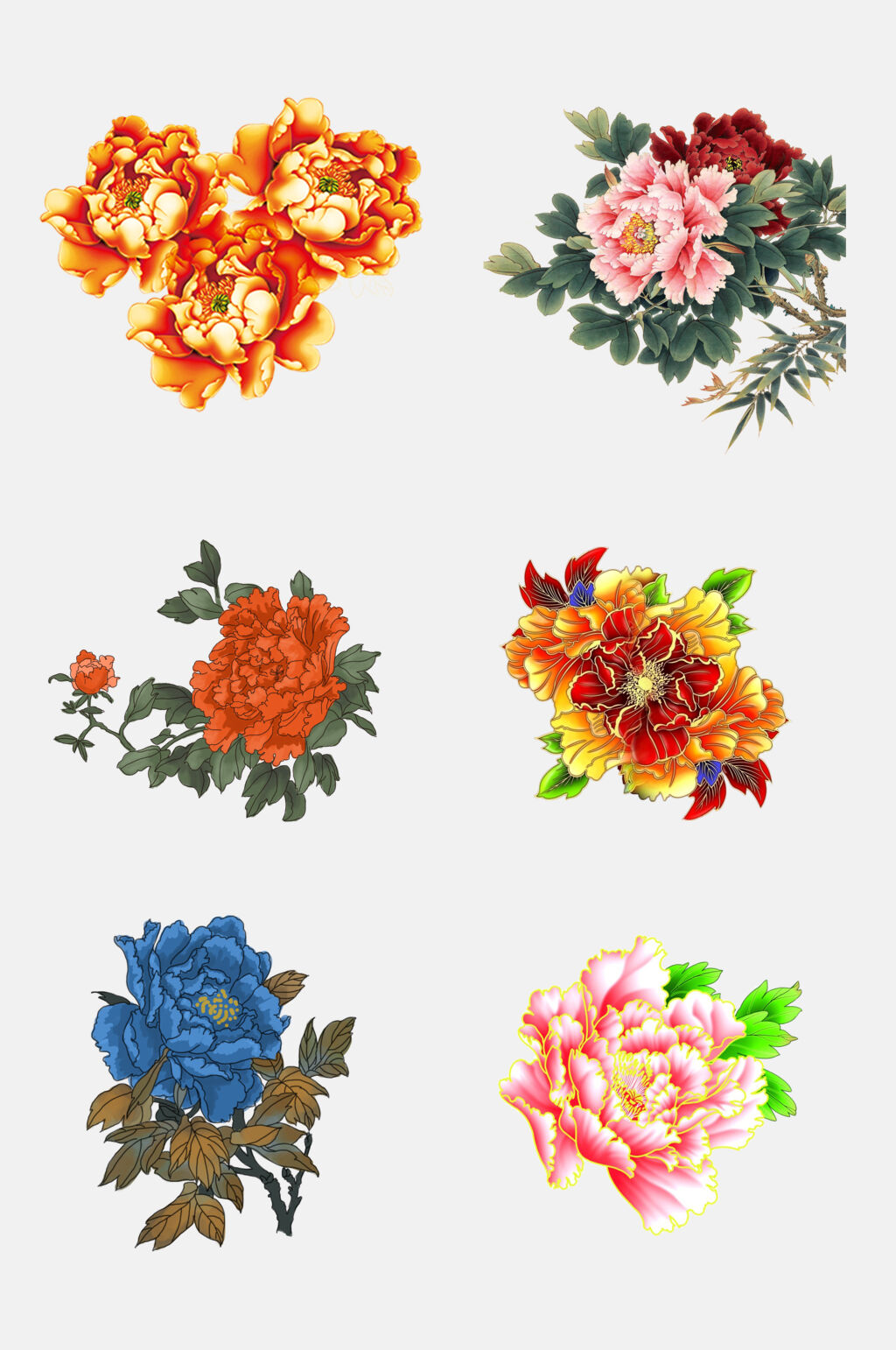 时尚中国风鲜花花开富贵牡丹免抠素材素材