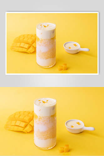 黄色芒果奶茶食物高清图片