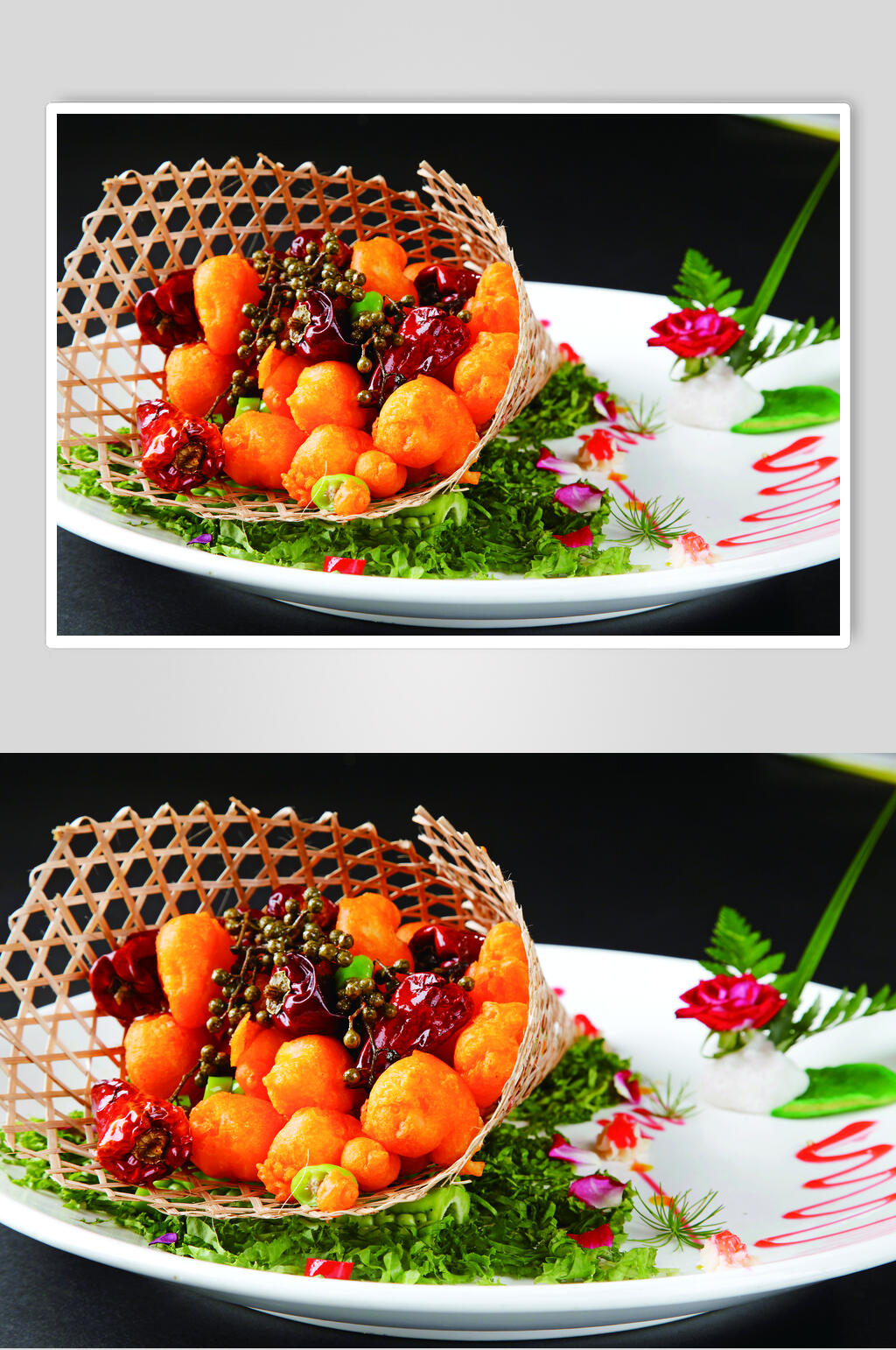 竹篓水晶虾食品图片素材