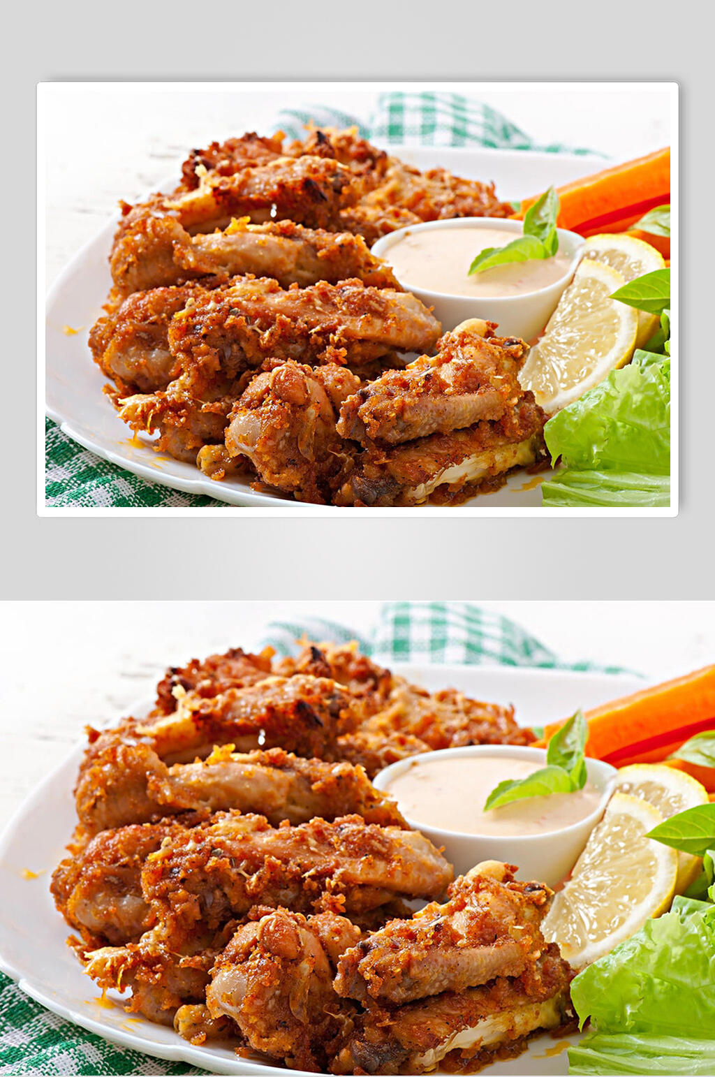 香辣炸鸡腿鸡翅鸡块图片素材