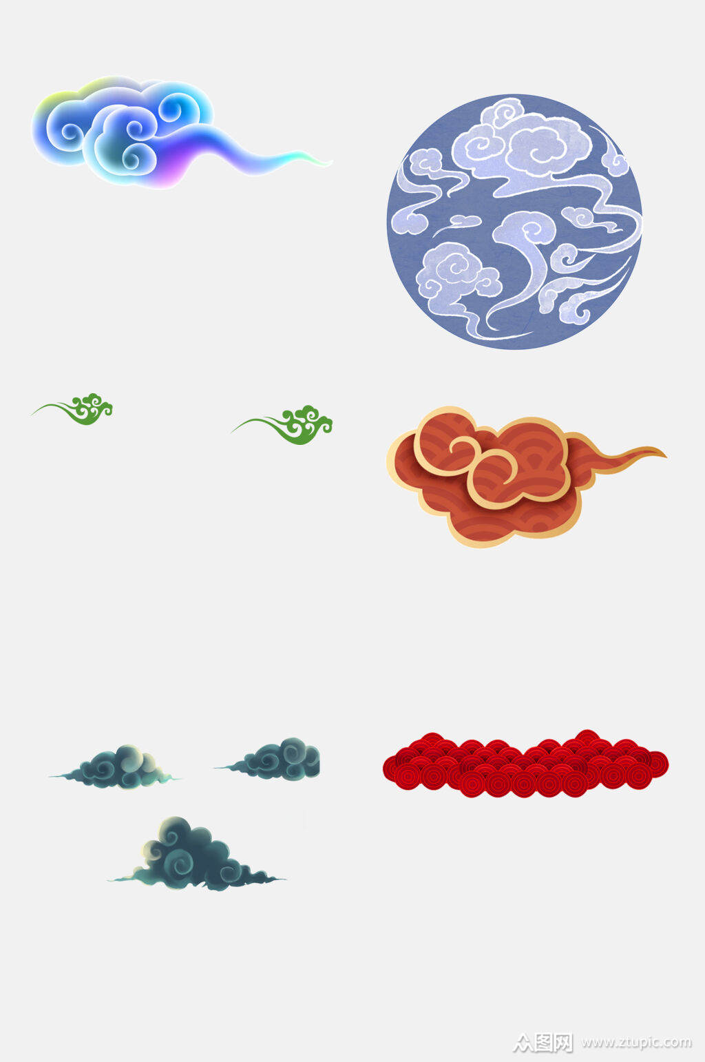 清新中国风云纹祥云图案免抠素材