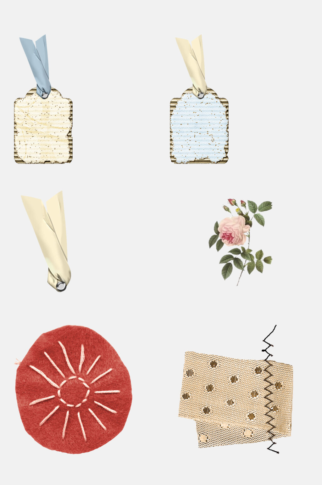 森系小清新吊牌花卉插画免抠元素素材