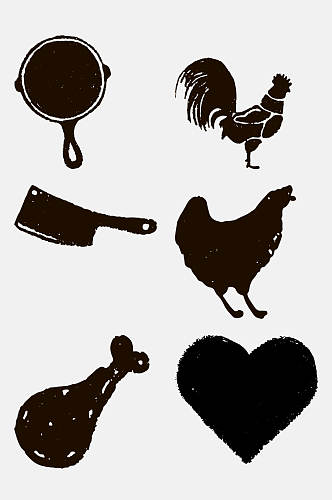 动物餐具缎带徽章图标免抠素材