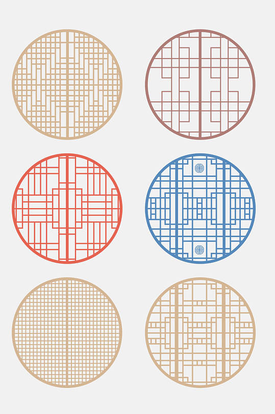 简约中式传统图案窗格免抠素材