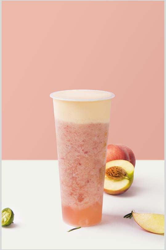 水蜜桃奶茶食品高清图片