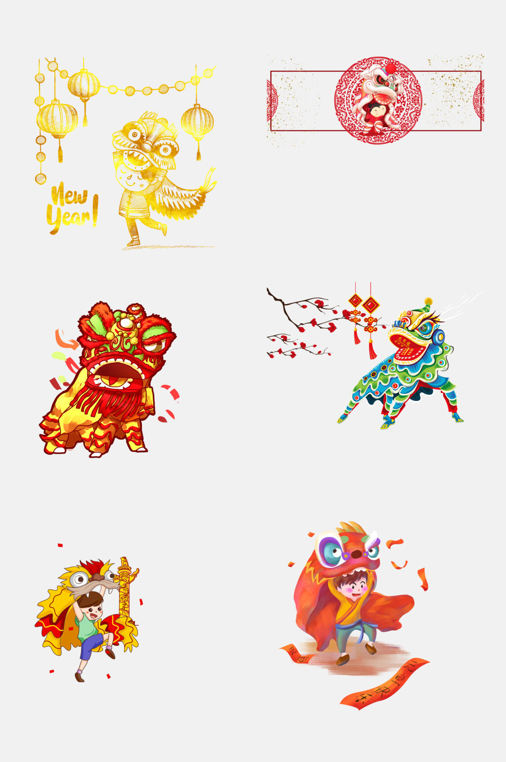 经典春节舞龙舞狮免抠素材素材