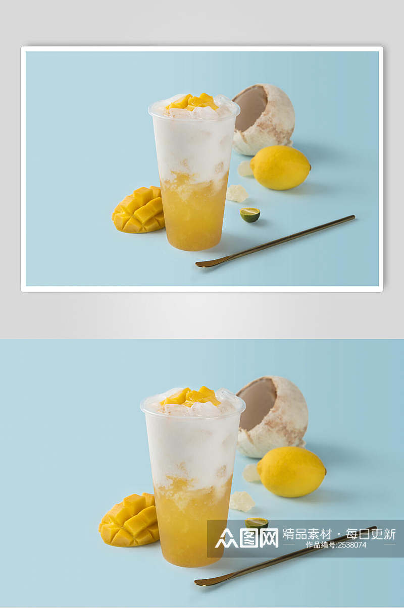 芒果椰汁奶茶食品摄影图片素材
