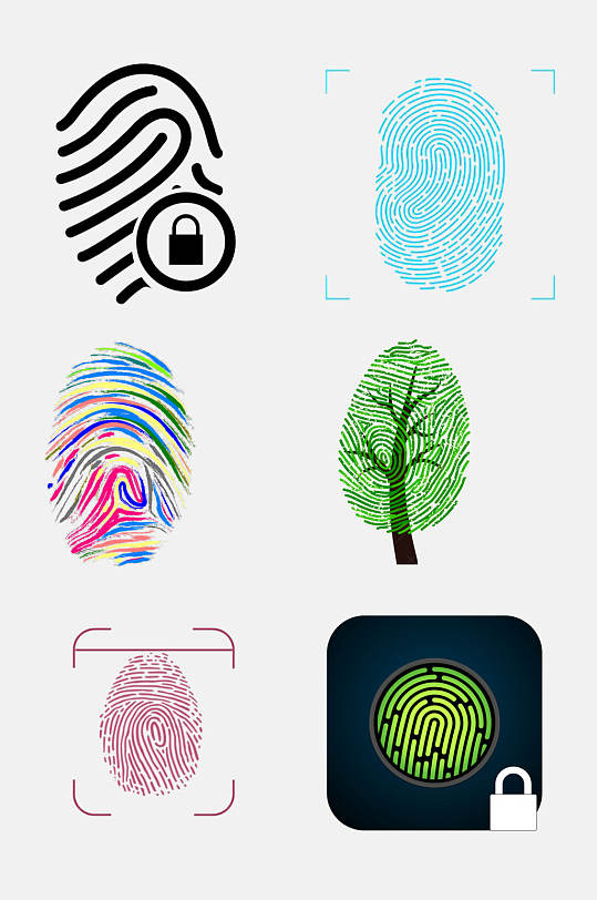 炫彩时尚指纹搜索免抠素材