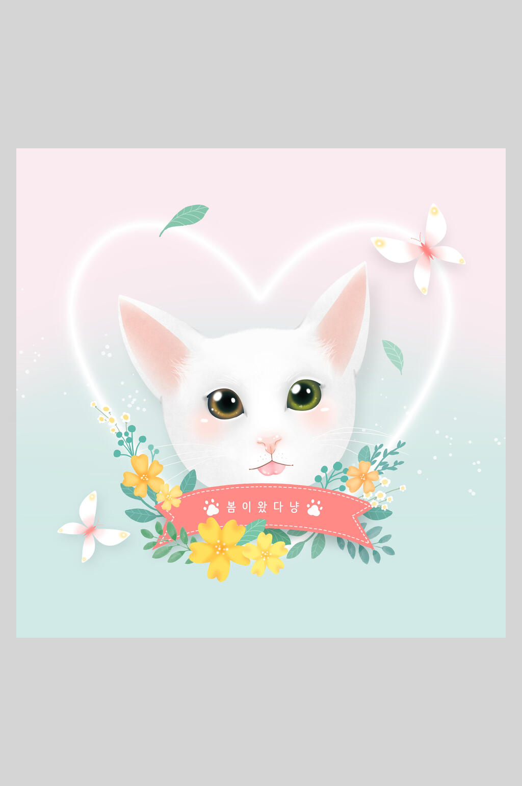 清新卡通猫咪插画素材素材