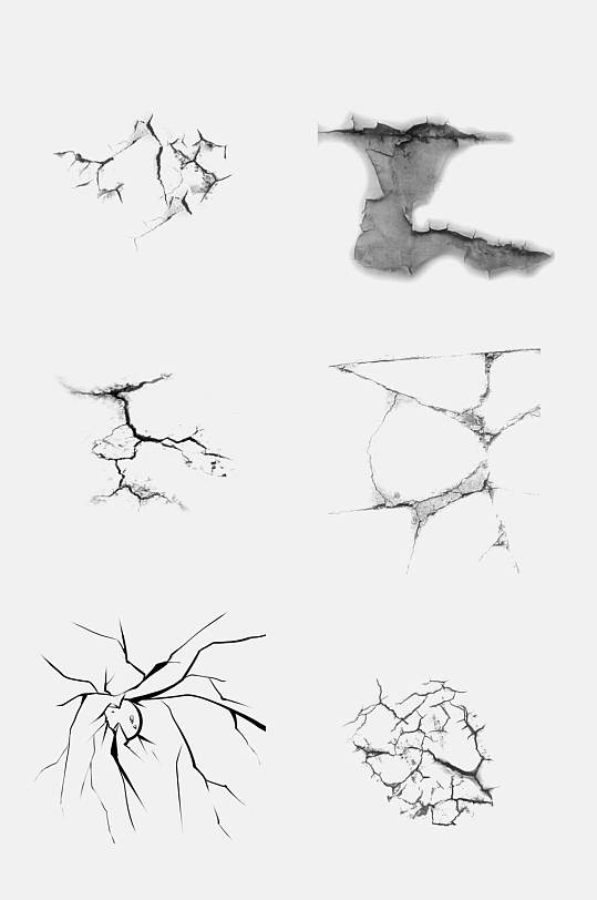 灰色地裂干旱开裂免抠素材