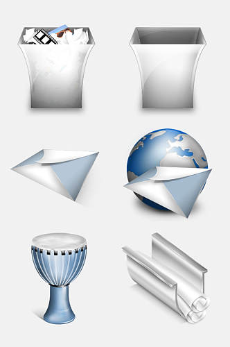 灰色系马桶信封商务系列图标免抠元素