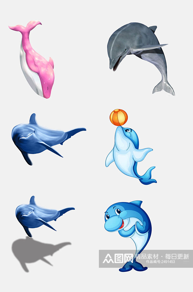 水彩海豚免抠素材素材