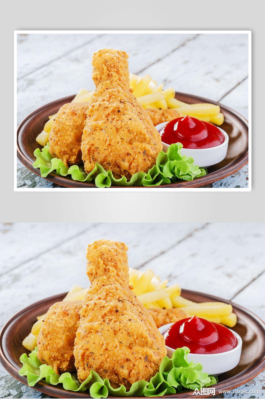 番茄酱炸鸡腿鸡翅鸡块食物图片