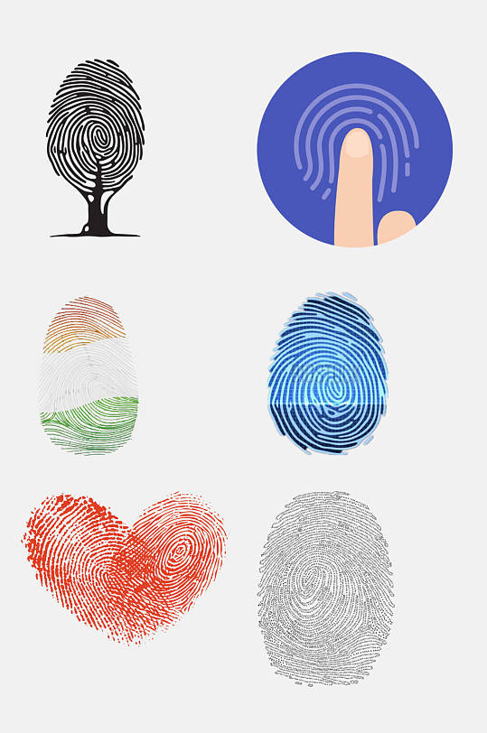 水彩时尚指纹免抠元素