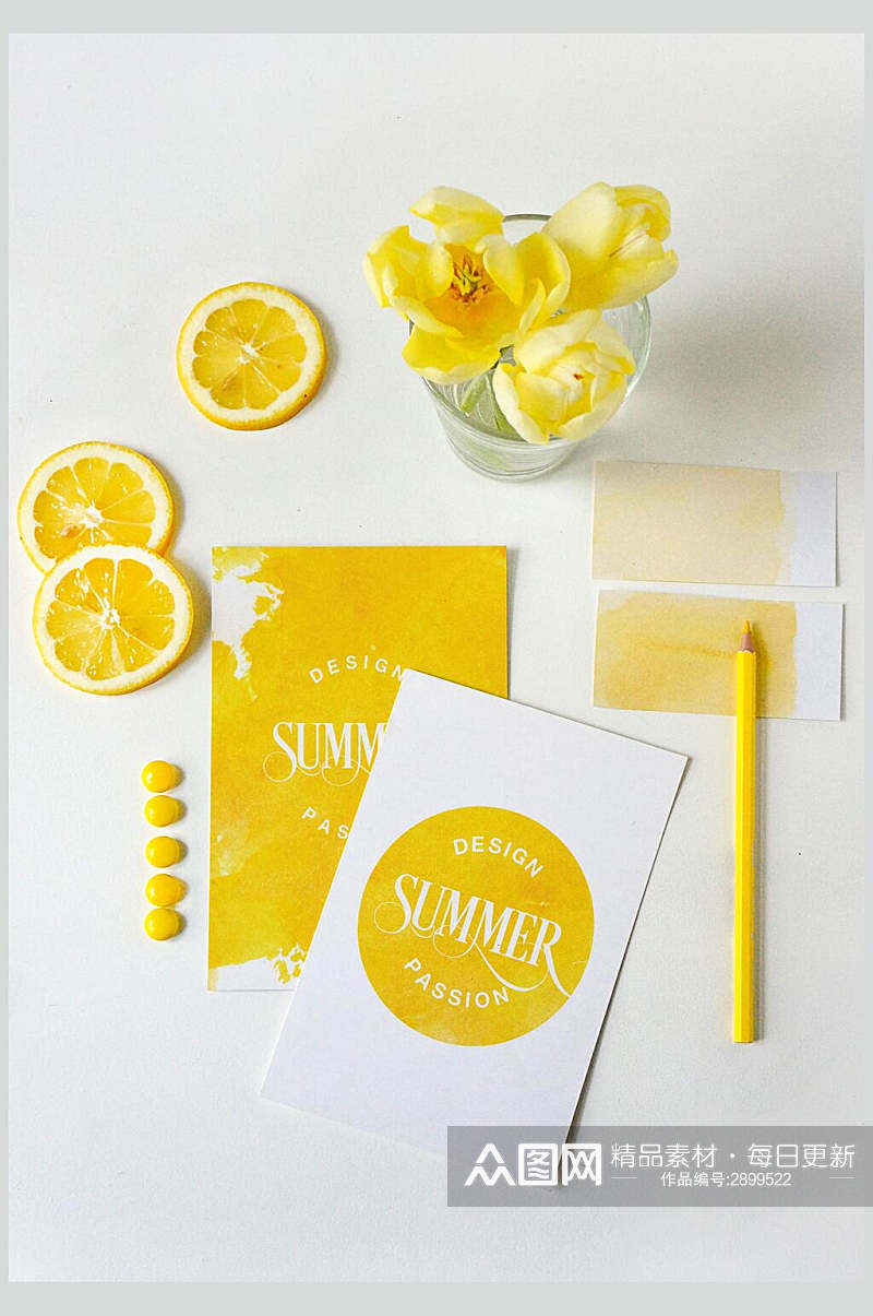黄色柠檬食品包装餐具场景样机素材