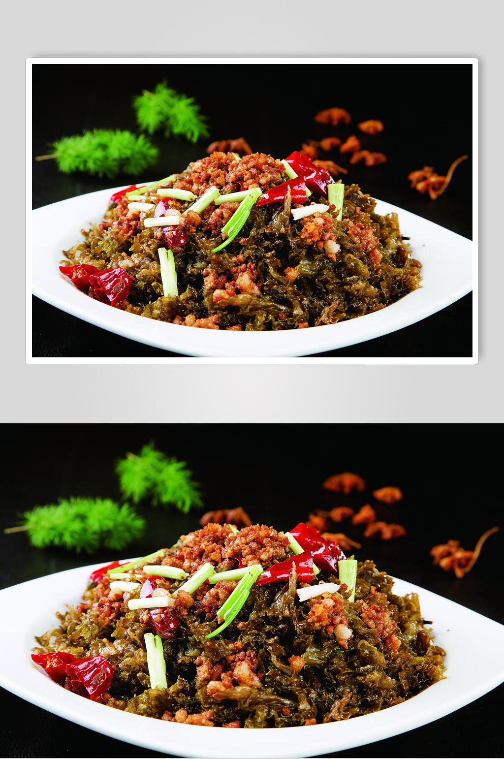 地皮菜炒肉沫图片素材