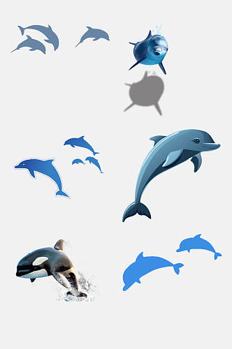 创意蓝色海豚免抠素材