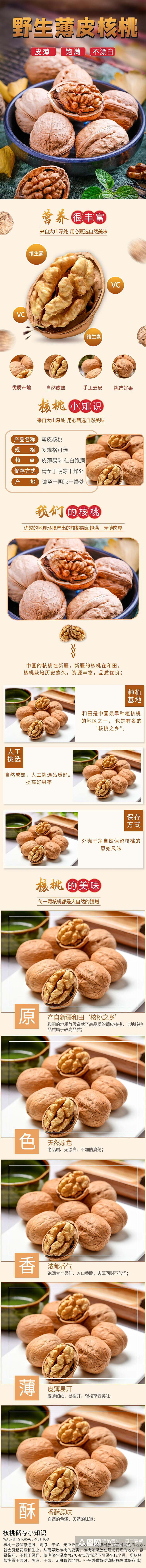 精品坚果野生薄皮核桃食品电商详情页素材