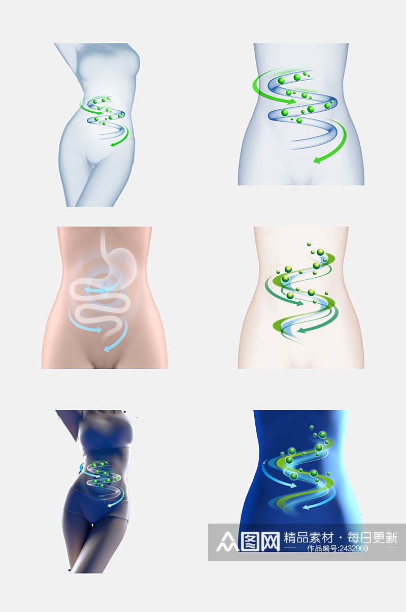 清新创意医学肠道消化系统免抠素材素材