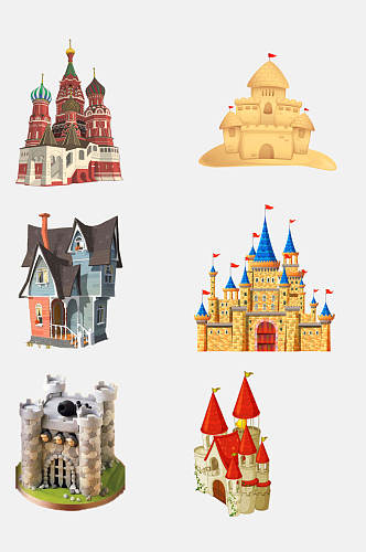 卡通唯美欧式童话城堡宫殿免抠素材