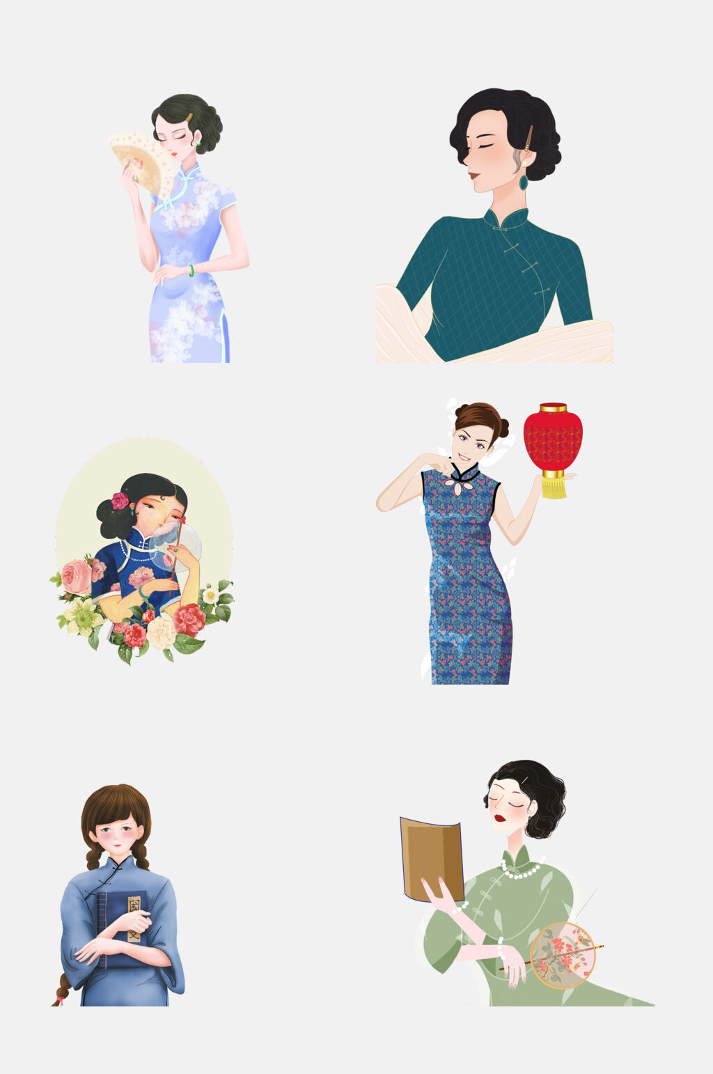 气质民国风古典旗袍美女免抠素材素材