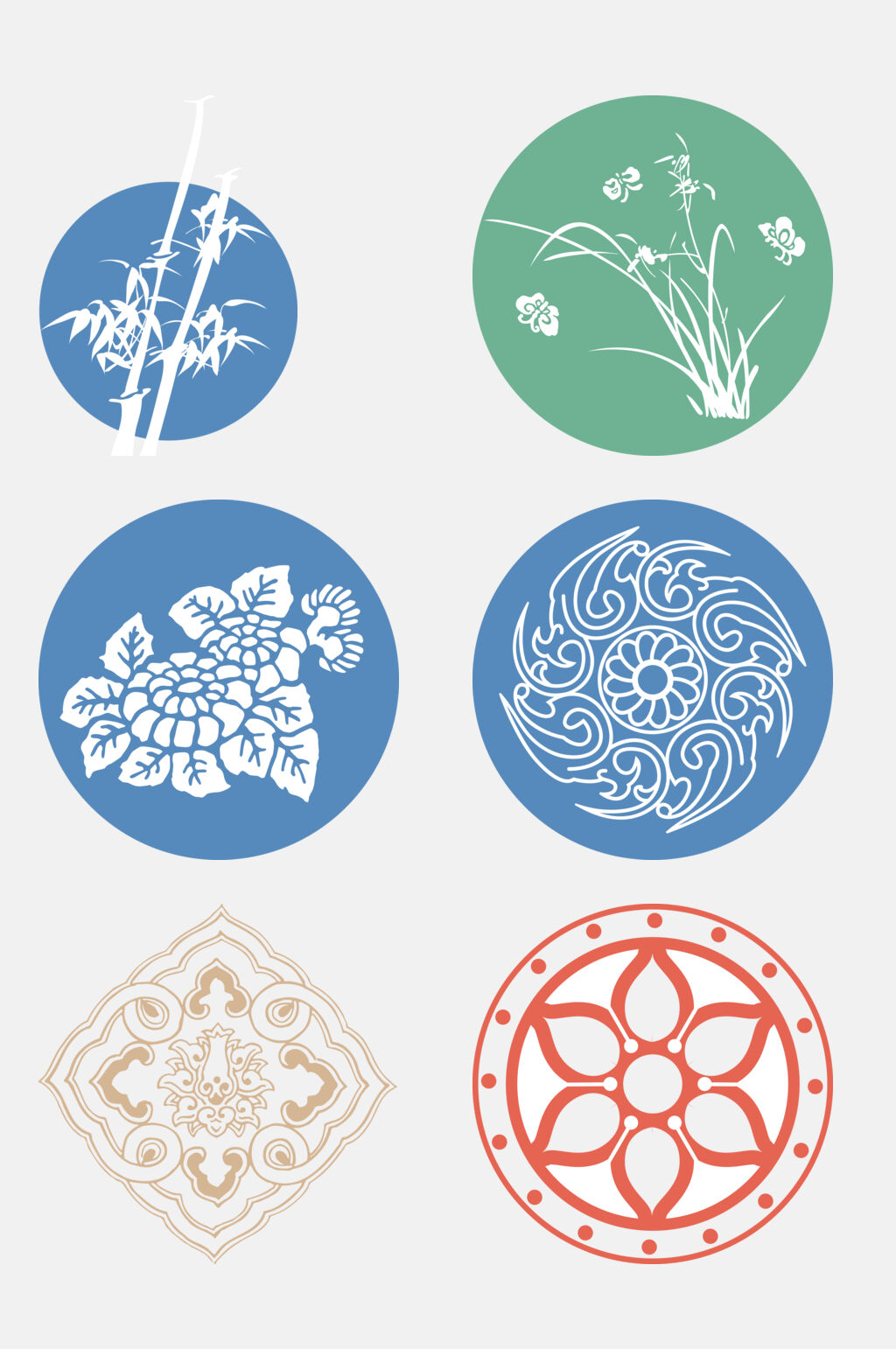 精致时尚中式传统图案窗格免抠素材-设计元素素材下载-众图网