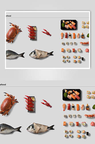 海鲜寿司料理食品包装餐具场景样机