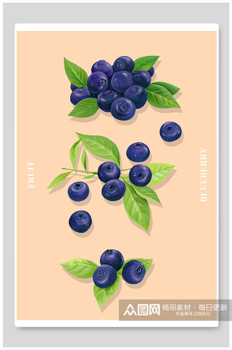 蓝莓切块水果插画素材素材