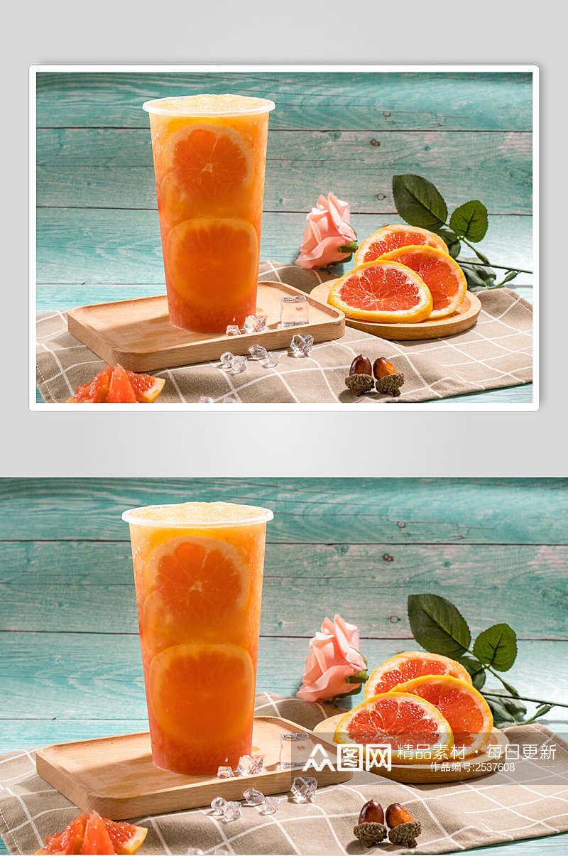 鲜香美味西柚水果茶奶茶摄影图片素材