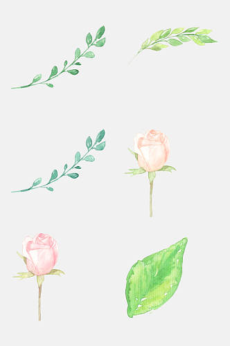 清新淡雅森系手绘水彩花朵免抠元素