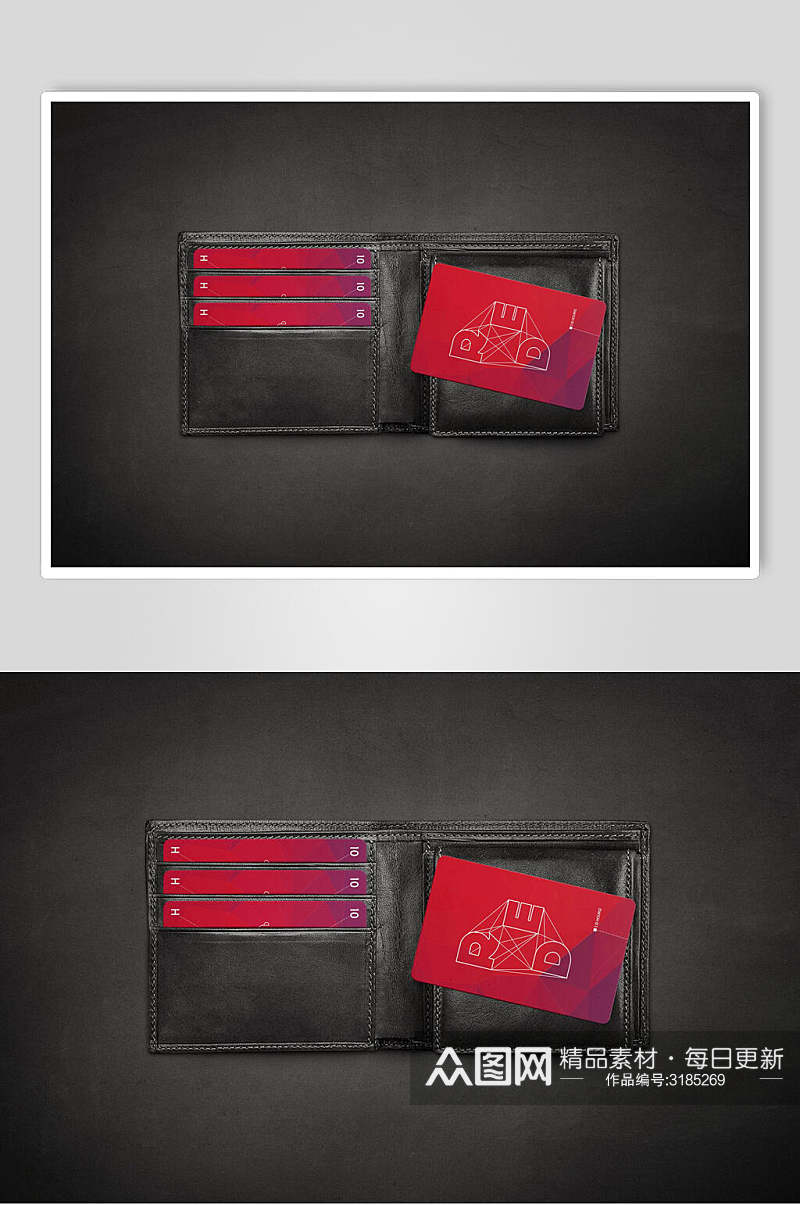 红色高档简约名片卡片样机素材