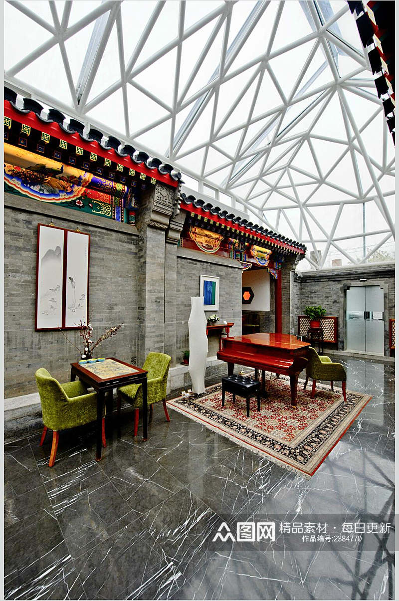 高端北京古城老院酒店餐厅图片素材