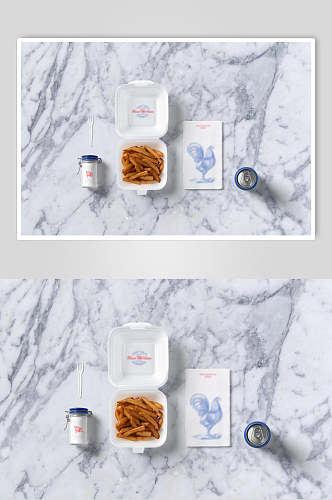 简洁小吃食品包装餐具场景效果图样机