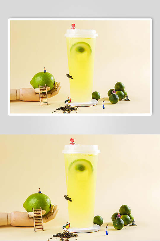 清新柠檬水奶茶摄影图片