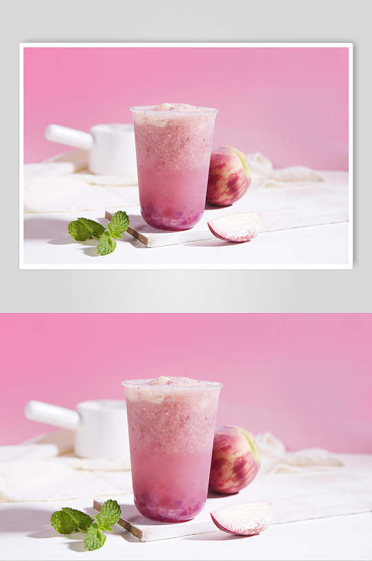粉色水蜜桃奶茶食品高清图片