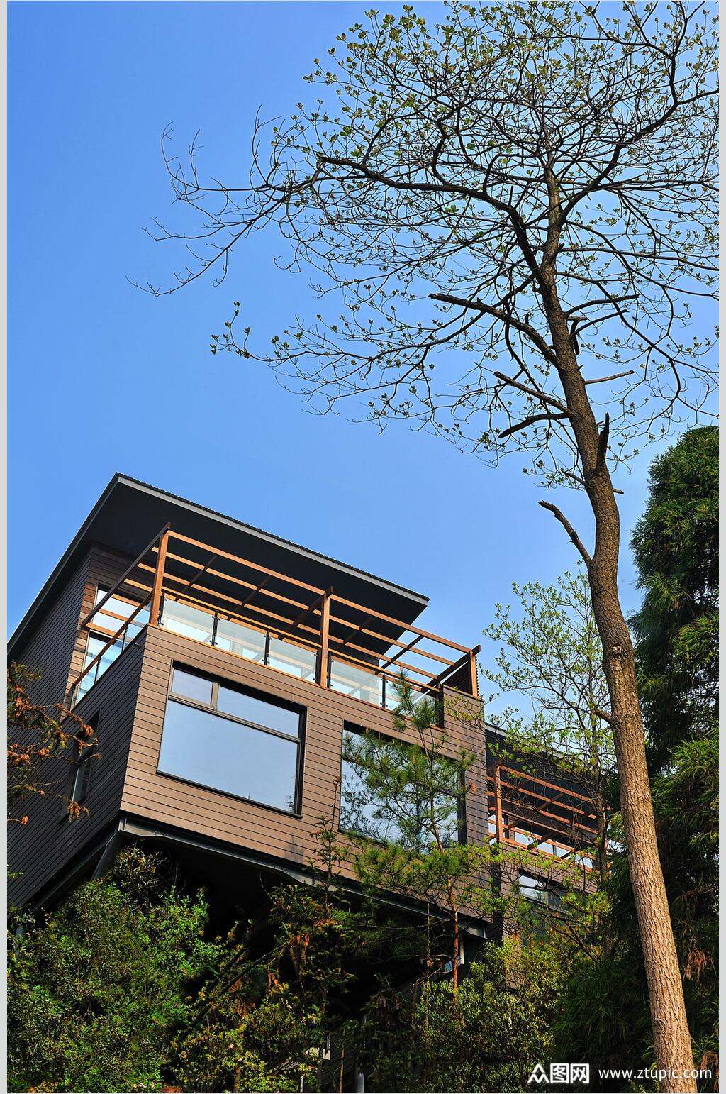 莫干山裸心谷度假村民宿楼房摄影图片