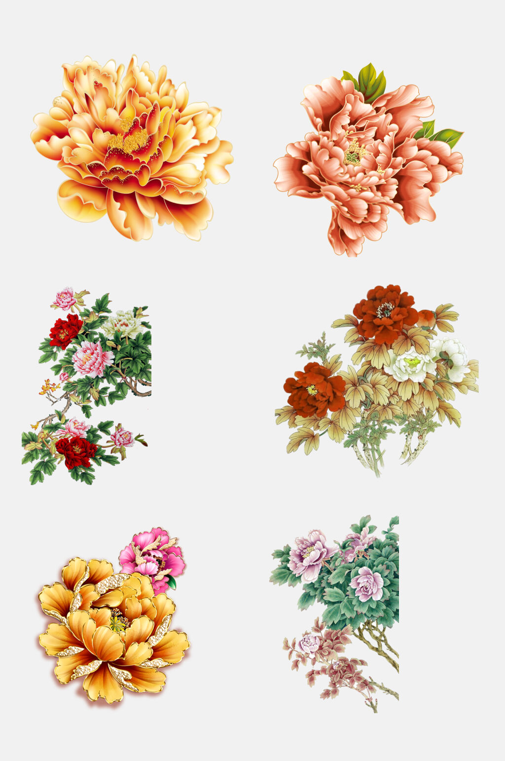 清新中国风鲜花花开富贵牡丹免抠素材素材