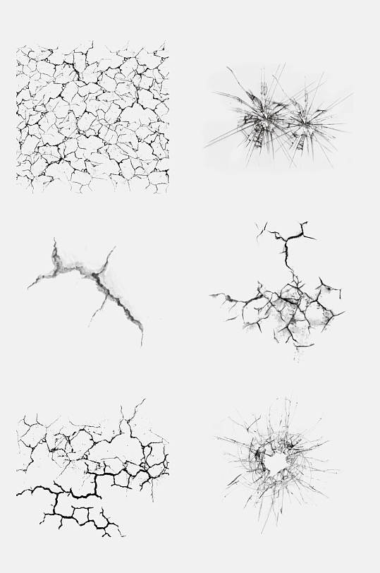 水墨地裂干旱开裂免抠设计素材