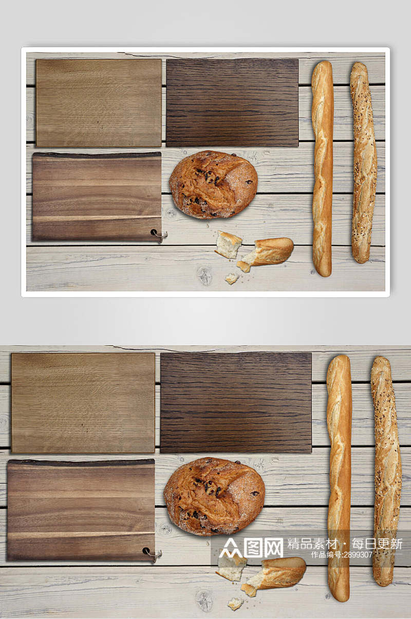 麦香面包食品包装餐具场景样机素材
