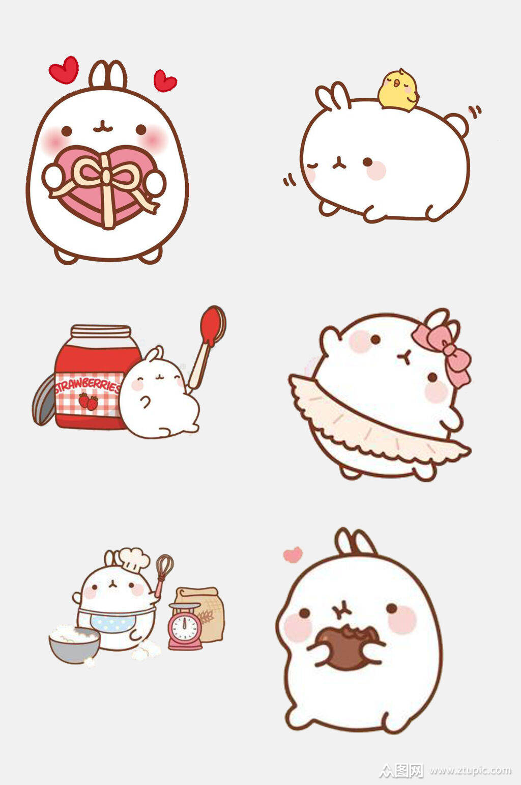 创意时尚可爱胖兔子免抠元素