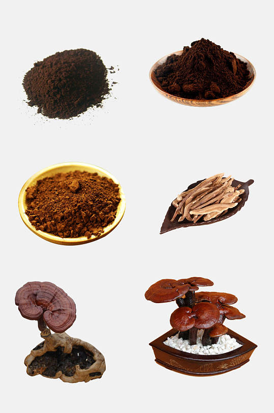 中医灵芝中药药材免抠元素