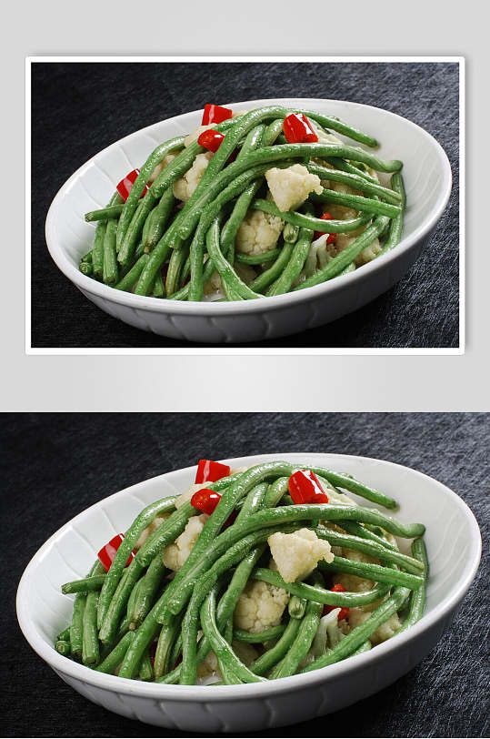 长豆角炒花菜食品图片