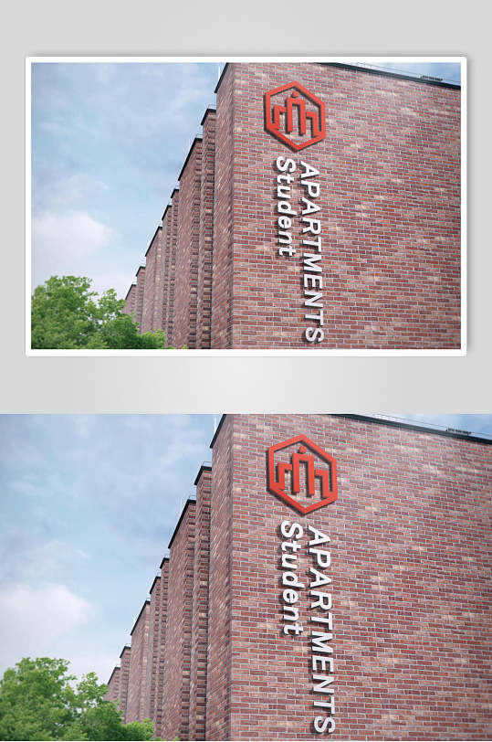 红砖外墙立体招牌logo样机