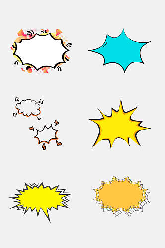 简洁波普风涂鸦爆炸边框免抠元素