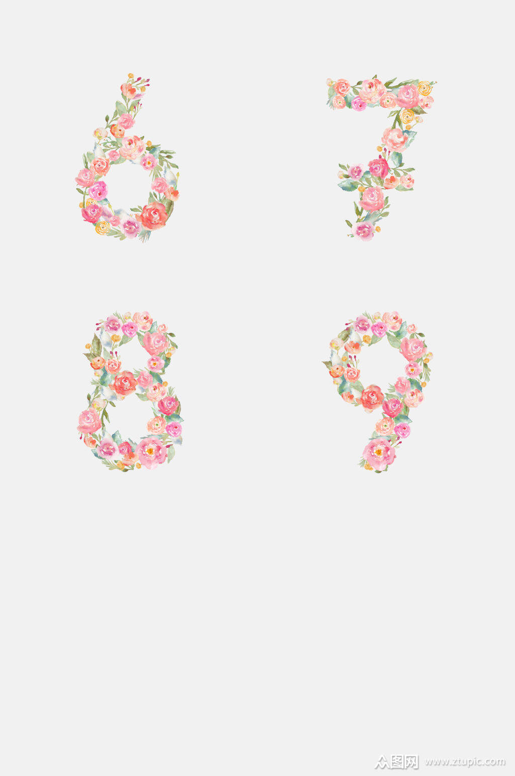 花朵数字设计免抠素材