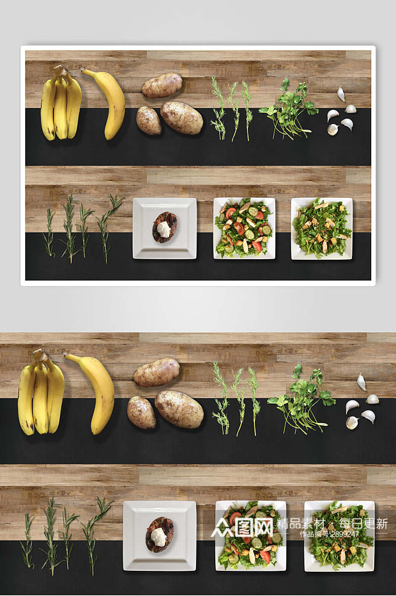 生态沙拉食品包装餐具场景样机素材