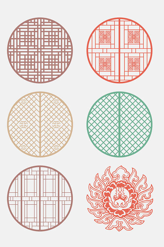 精美中式传统图案窗格免抠素材