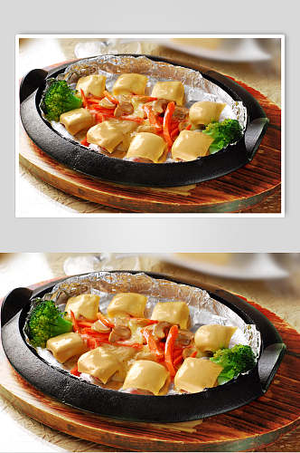 芝士烤蘑菇食物高清图片