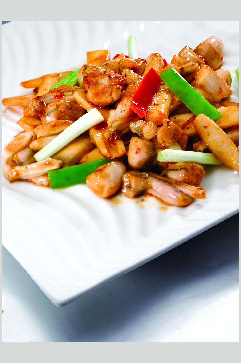 鱼香鸡腿菇炒石蛤食品图片素材